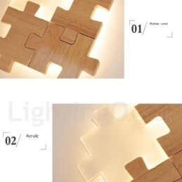 Houten wandlampen met acryl kap Moderne eigentijdse houten bamboe wandlamp