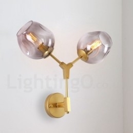 Rustieke Retro Vintage Wandlamp met Twee Lichten en Multi Kleuren Glazen Kap Speciaal voor Hotel Kantoor Showroom Woonkamer Slaapkamer