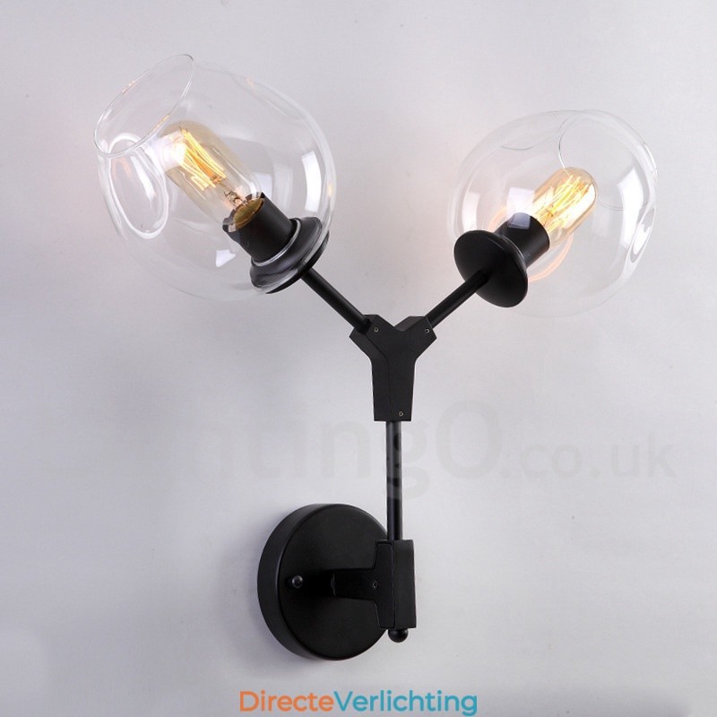Rustieke Retro Vintage Wandlamp met Twee Lichten en Multi Kleuren Glazen Kap Speciaal voor Hotel Kantoor Showroom Woonkamer Slaapkamer