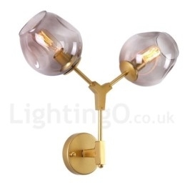 Rustieke Retro Vintage Wandlamp met Twee Lichten en Multi Kleuren Glazen Kap Speciaal voor Hotel Kantoor Showroom Woonkamer Slaapkamer