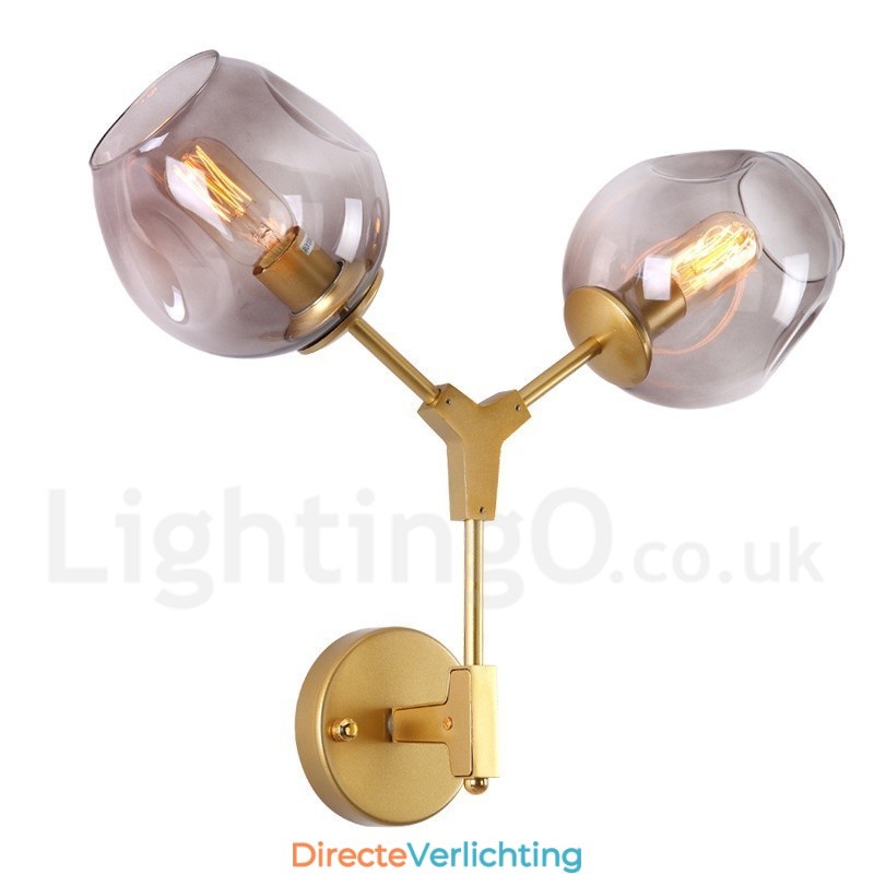 Rustieke Retro Vintage Wandlamp met Twee Lichten en Multi Kleuren Glazen Kap Speciaal voor Hotel Kantoor Showroom Woonkamer Slaapkamer