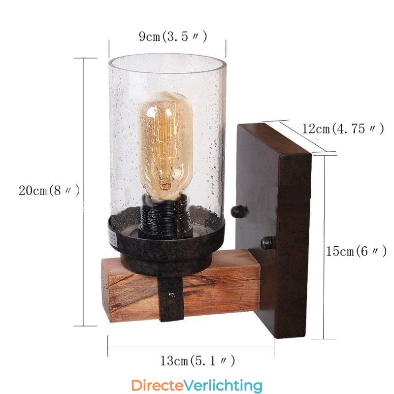 1 Licht Vintage Houten Industriële Stijl Wandlamp voor Wind Bar Loft Koffie Restaurant