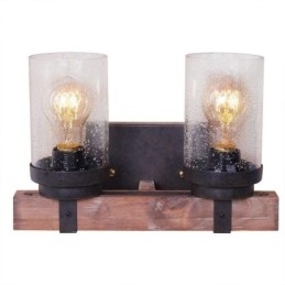 2-lichts vintage houten industriële wandlamp voor Wind Bar Loft Coffee Restaurant
