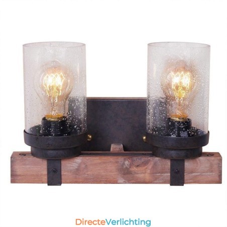 2-lichts vintage houten industriële wandlamp voor Wind Bar Loft Coffee Restaurant 2-lichts vintage houten industriële wandlamp voor Wind Bar Loft Coffee Restaurant
