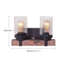 2-lichts vintage houten industriële wandlamp voor Wind Bar Loft Coffee Restaurant