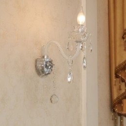 1 Licht bijpassende kristallen kaars retro glazen wandlamp