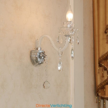 1 Licht bijpassende kristallen kaars retro glazen wandlamp 1 Licht bijpassende kristallen kaars retro glazen wandlamp