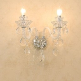 2 Lichts bijpassende kristallen kaars retro glazen wandlamp