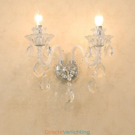 2 Lichts bijpassende kristallen kaars retro glazen wandlamp 2 Lichts bijpassende kristallen kaars retro glazen wandlamp