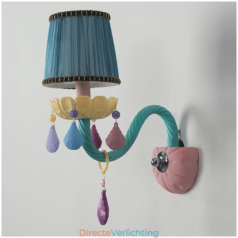 Macaron 1-lichts multikristal kaars retro glazen wandlamp voor kinderkamer kinderkamer