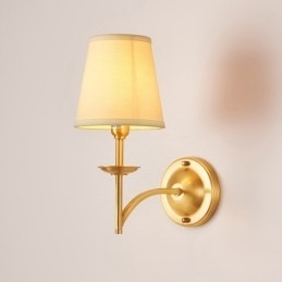 Puur messing luxe rustieke retro vintage 1-lichts kaarswandlamp met stoffen kap Speciaal voor hotel Slaapkamer Showroom Woonkamer Eetkamer