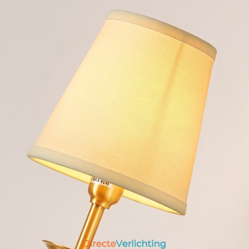 Puur messing luxe rustieke retro vintage 1-lichts kaarswandlamp met stoffen kap Speciaal voor hotel Slaapkamer Showroom Woonkamer Eetkamer