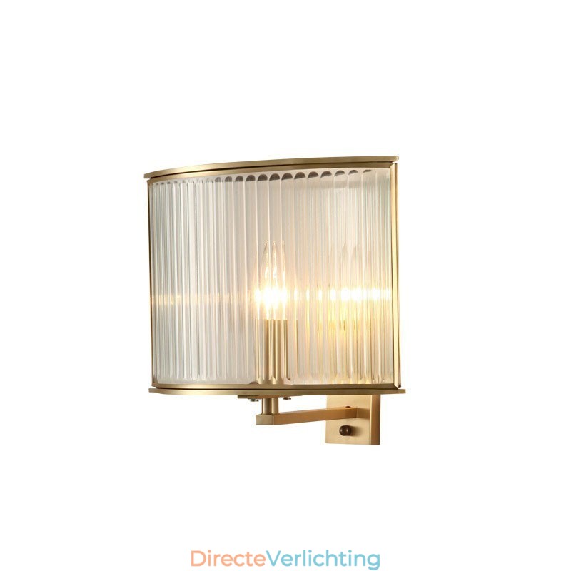 Luxe rustieke retro vintage wandlamp met 1 lamp van puur messing en glazen kap
