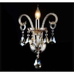 1 Lichte bijpassende cognackleurige K9 Crystal Candle Retro glazen wandlamp