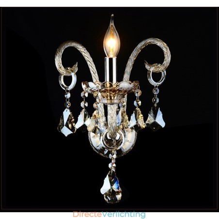 1 Lichte bijpassende cognackleurige K9 Crystal Candle Retro glazen wandlamp 1 Lichte bijpassende cognackleurige K9 Crystal Candle Retro glazen wandlamp