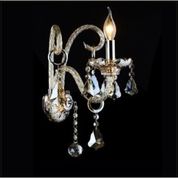 1 Lichte bijpassende cognackleurige K9 Crystal Candle Retro glazen wandlamp