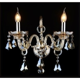 2 Lichte bijpassende cognackleurige K9 Crystal Candle Retro glazen wandlamp