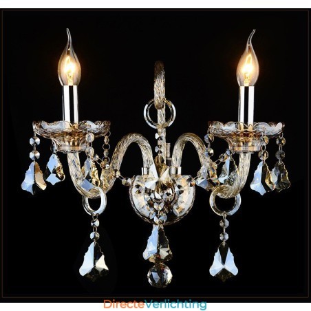 2 Lichte bijpassende cognackleurige K9 Crystal Candle Retro glazen wandlamp 2 Lichte bijpassende cognackleurige K9 Crystal Candle Retro glazen wandlamp