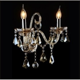 2 Lichte bijpassende cognackleurige K9 Crystal Candle Retro glazen wandlamp