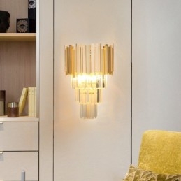 Goudkleurige bijpassende postmoderne luxe K9-kristallen wandlamp met kristallen kap