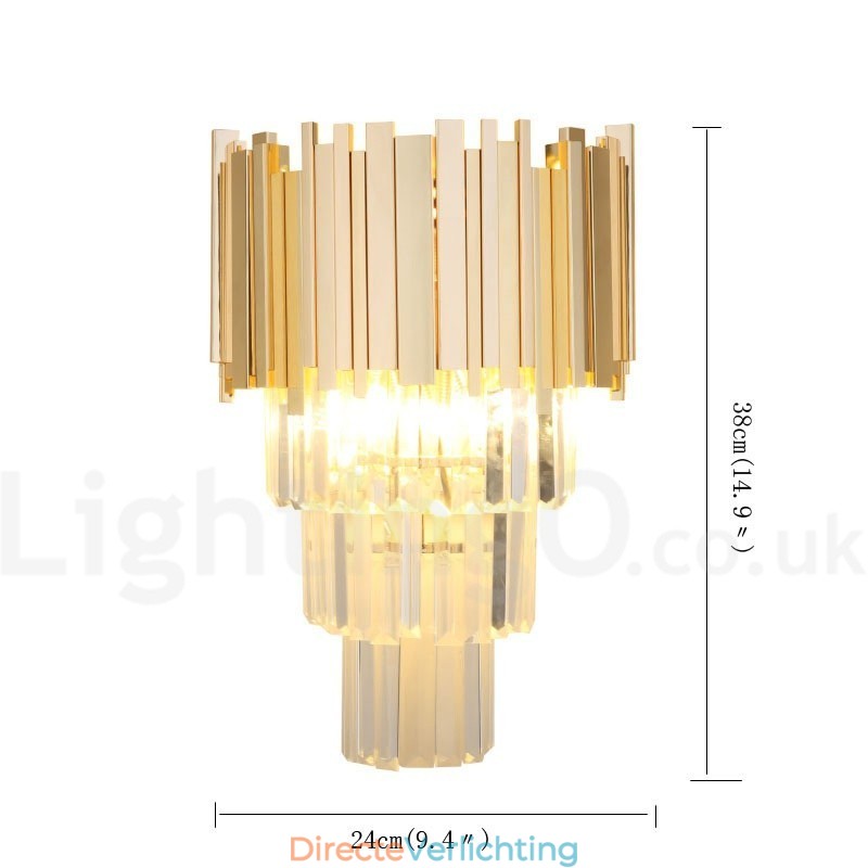 Goudkleurige bijpassende postmoderne luxe K9-kristallen wandlamp met kristallen kap