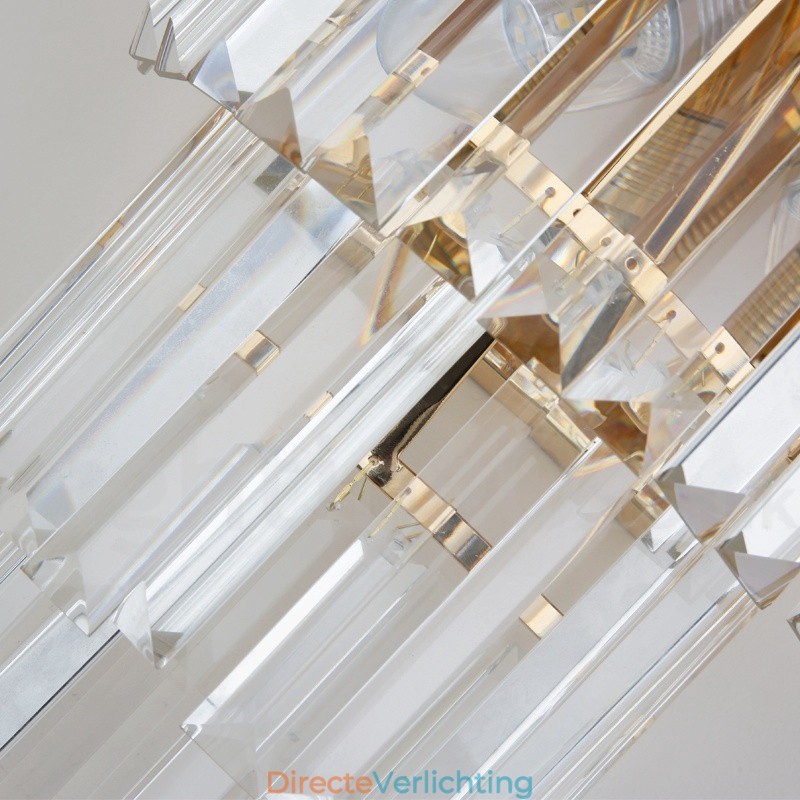 Goudkleurige bijpassende postmoderne luxe K9-kristallen wandlamp met kristallen kap