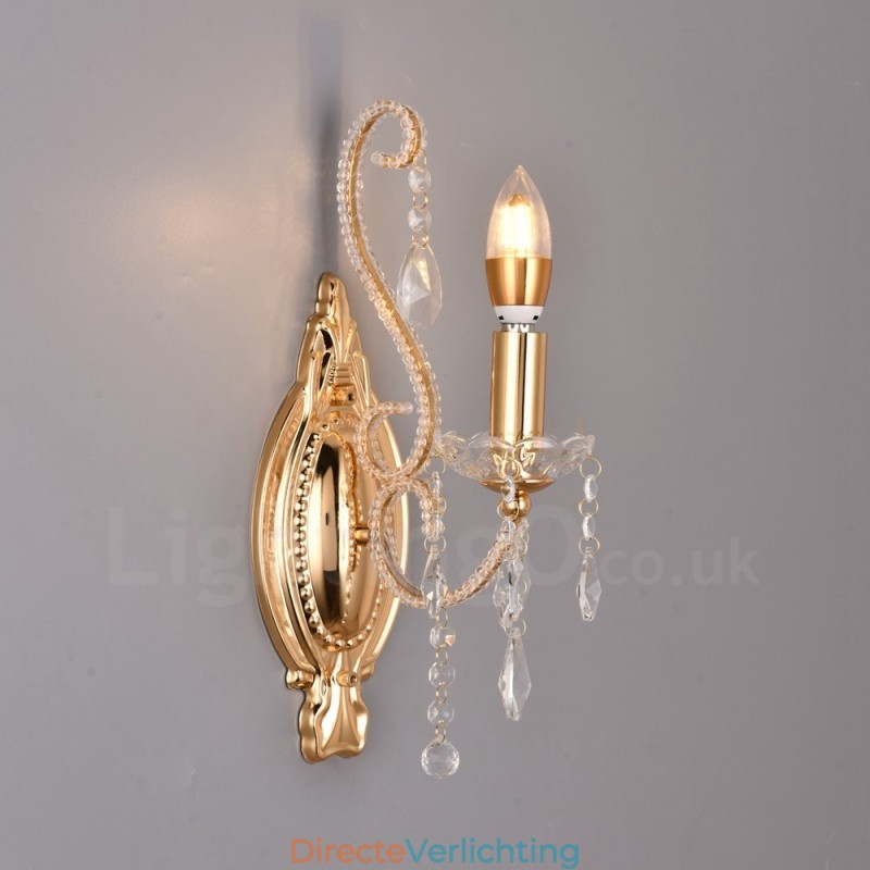 1 Licht Goud Zwart Amerikaanse Stijl Kristallen Wandlamp voor Woonkamer Eetkamer Kledingwinkel Koffiewinkel Hotel