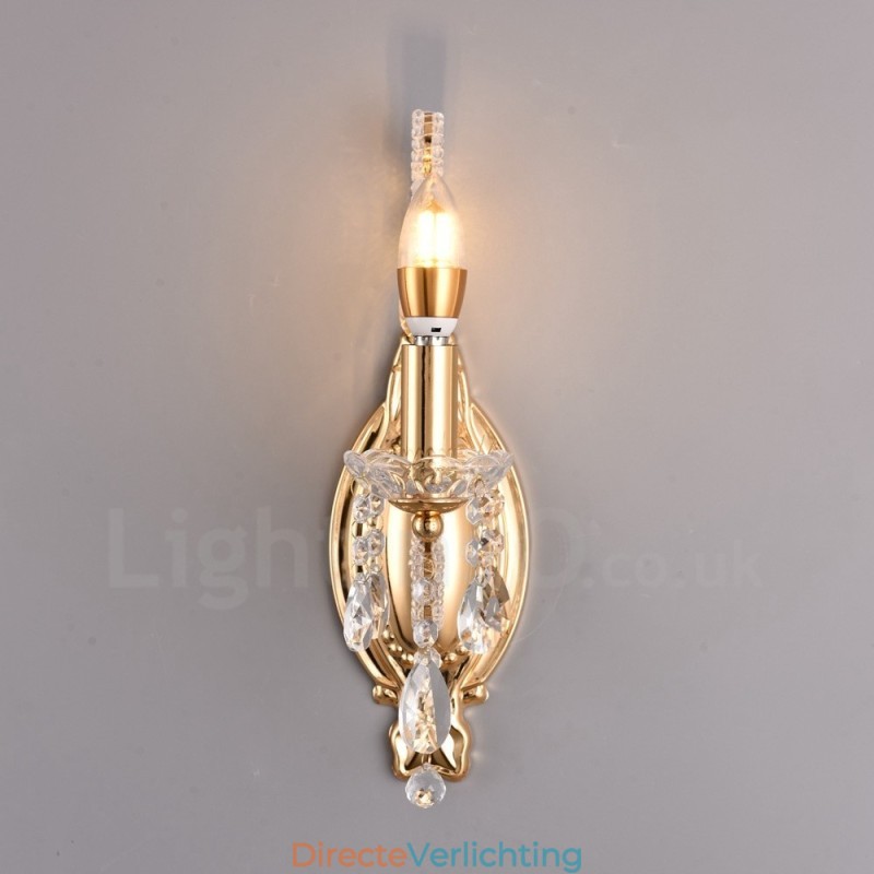 1 Licht Goud Zwart Amerikaanse Stijl Kristallen Wandlamp voor Woonkamer Eetkamer Kledingwinkel Koffiewinkel Hotel