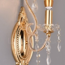 1 Licht Goud Zwart Amerikaanse Stijl Kristallen Wandlamp voor Woonkamer Eetkamer Kledingwinkel Koffiewinkel Hotel