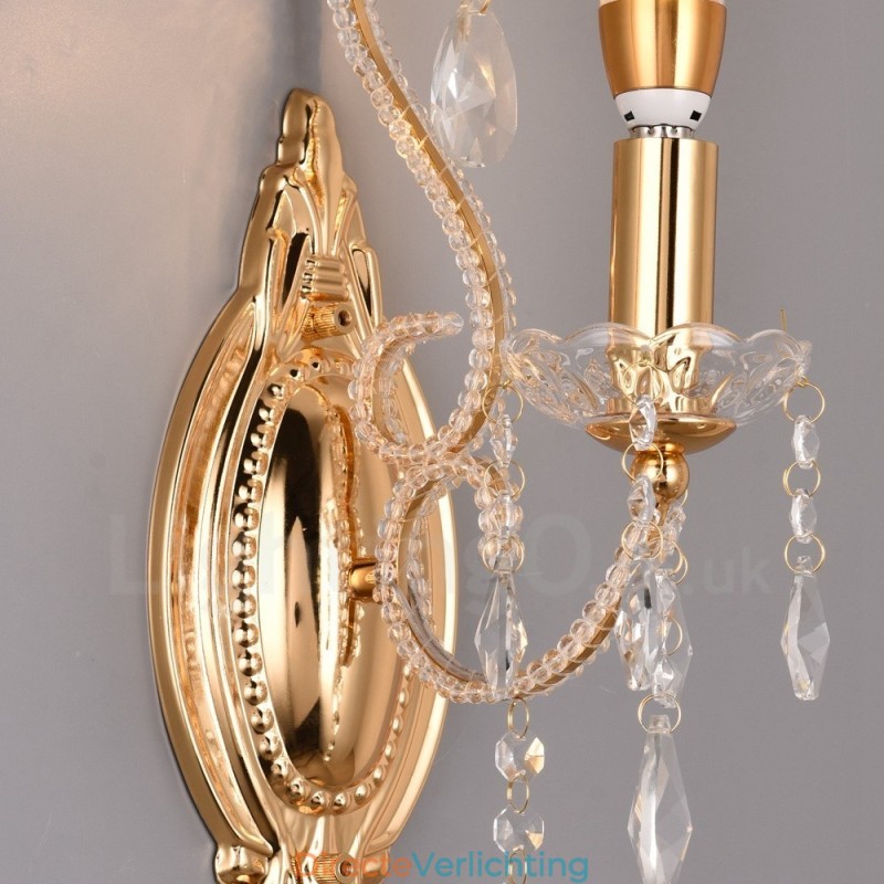 1 Licht Goud Zwart Amerikaanse Stijl Kristallen Wandlamp voor Woonkamer Eetkamer Kledingwinkel Koffiewinkel Hotel