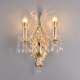 2 Lichts Goud Zwart Amerikaanse Stijl Kristallen Wandlamp voor Woonkamer Eetkamer Kledingwinkel Koffiewinkel Hotel