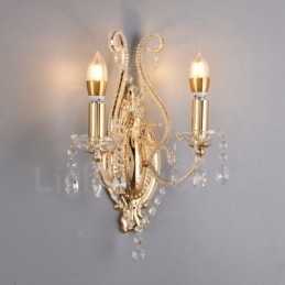 2 Lichts Goud Zwart Amerikaanse Stijl Kristallen Wandlamp voor Woonkamer Eetkamer Kledingwinkel Koffiewinkel Hotel