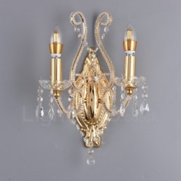 2 Lichts Goud Zwart Amerikaanse Stijl Kristallen Wandlamp voor Woonkamer Eetkamer Kledingwinkel Koffiewinkel Hotel