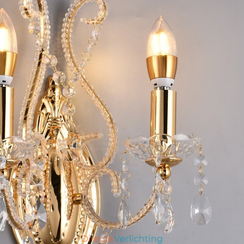 2 Lichts Goud Zwart Amerikaanse Stijl Kristallen Wandlamp voor Woonkamer Eetkamer Kledingwinkel Koffiewinkel Hotel