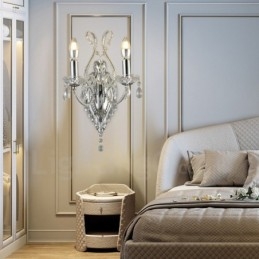 2 Lichts Goud Zwart Amerikaanse Stijl Kristallen Wandlamp voor Woonkamer Eetkamer Kledingwinkel Koffiewinkel Hotel