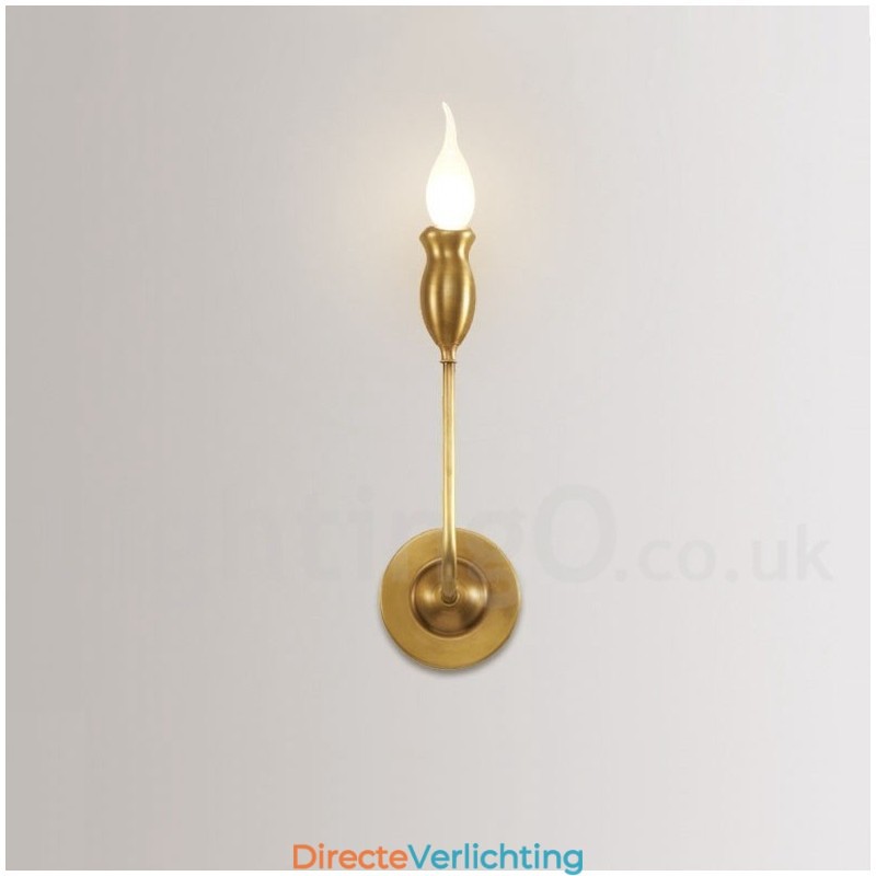 Puur messing luxe rustieke retro vintage 1 lichts kaars wandlamp speciaal voor hotel slaapkamer showroom woonkamer eetkamer