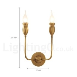 Puur messing luxe rustieke retro vintage messing 2 lichts kaars wandlamp speciaal voor hotel kantoor showroom woonkamer eetkamer