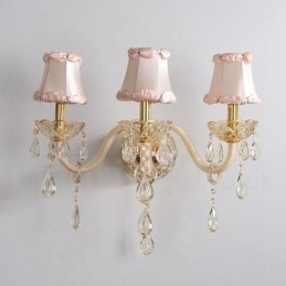 3-lichts gouden K9-kristalkaars retro glazen wandlamp