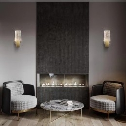 Postmoderne minimalistische woonkamer Kristallen wandlampen Amerikaanse kunst Nachtkastje Slaapkamer Studeerkamer Wandlampen