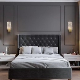 Postmoderne minimalistische woonkamer Kristallen wandlampen Amerikaanse kunst Nachtkastje Slaapkamer Studeerkamer Wandlampen