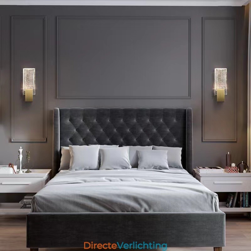 Postmoderne minimalistische woonkamer Kristallen wandlampen Amerikaanse kunst Nachtkastje Slaapkamer Studeerkamer Wandlampen