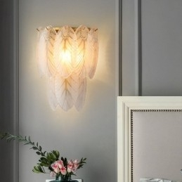 Nordic Franse Veer Kristallen Wandlampen Postmoderne Verlichting Luxe Woonkamer Achtergrond Muur Gang als Hotel Paneel Wandlamp