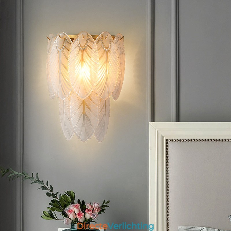 Nordic Franse Veer Kristallen Wandlampen Postmoderne Verlichting Luxe Woonkamer Achtergrond Muur Gang als Hotel Paneel Wandlamp