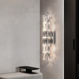 Woonkamer Wandlamp Licht Luxe Eenvoudige Slaapkamer Bedlamp Hotel Lobby Gangpad Villa Project Roestvrijstalen Kristallen Wandlampen