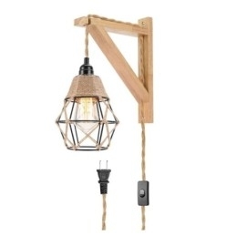 Henneptouw ijzeren kunst wandlamp Amerikaanse pastorale retro wandlamp met stekker