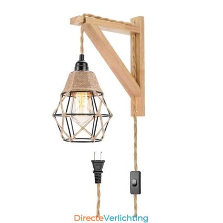 Henneptouw ijzeren kunst wandlamp Amerikaanse pastorale retro wandlamp met stekker Henneptouw ijzeren kunst wandlamp Amerikaanse pastorale retro wandlamp met stekker
