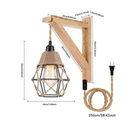 Henneptouw ijzeren kunst wandlamp Amerikaanse pastorale retro wandlamp met stekker