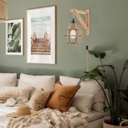 Henneptouw ijzeren kunst wandlamp Amerikaanse pastorale retro wandlamp met stekker