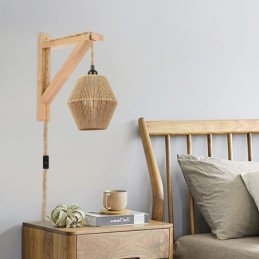 Papieren touw wandlamp Amerikaanse pastorale retro wandlamp met stekker