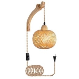 Bamboe wandlamp Amerikaanse pastorale retro henneptouw wandlamp met stekker